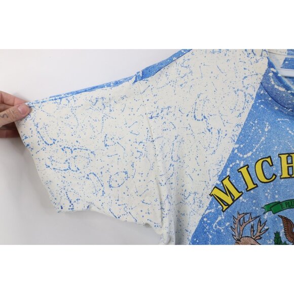 Vintage 90s Streetwear Mens Large All Over Print Michigan State Flag T-Shirt USA - Picture 6 of 12